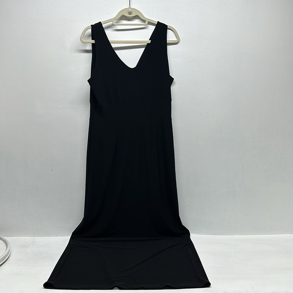 Clara Sun Woo Maxi Long Dress V-Neck Sleeveless Jersey Stretch Knit Black Large - Picture 6 of 12